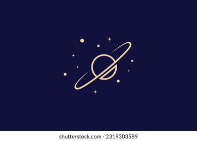 Diseño del logotipo de la ilustración del planeta en el espacio