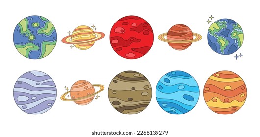 Planet Space Illustration Vector Set
