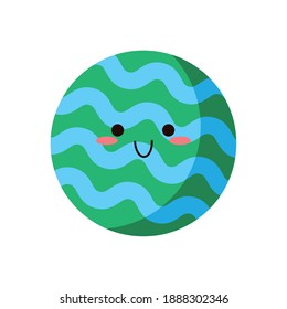 planet space kawaii comic character vector illustration design