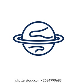 Planet Space Line Icon. Editable Stroke Jupiter Outline Sign