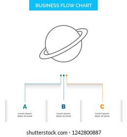 planet, space, moon, flag, mars Business Flow Chart Design with 3 Steps. Line Icon For Presentation Background Template Place for text