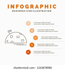 planet, space, moon, flag, mars Infographics Template for Website and Presentation. Line Gray icon with Orange infographic style vector illustration