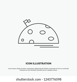 planet, space, moon, flag, mars Icon. Line vector gray symbol for UI and UX, website or mobile application