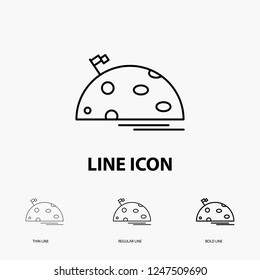 planet, space, moon, flag, mars Icon in Thin, Regular and Bold Line Style. Vector illustration