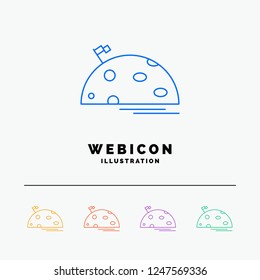 planet, space, moon, flag, mars 5 Color Line Web Icon Template isolated on white. Vector illustration