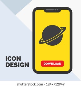planet, space, moon, flag, mars Glyph Icon in Mobile for Download Page. Yellow Background