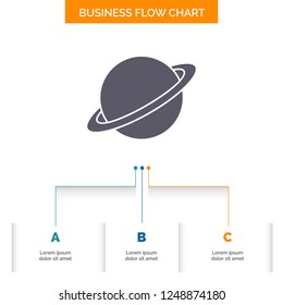 planet, space, moon, flag, mars Business Flow Chart Design with 3 Steps. Glyph Icon For Presentation Background Template Place for text.