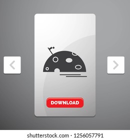 planet, space, moon, flag, mars Glyph Icon in Carousal Pagination Slider Design & Red Download Button