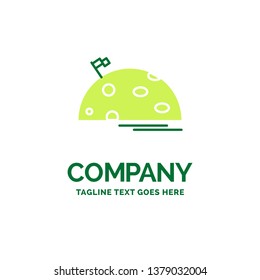 planet, space, moon, flag, mars Flat Business Logo template. Creative Green Brand Name Design.