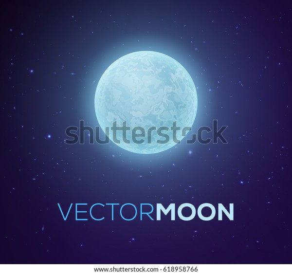 Planet in Space. The Moon and Stars.\
Space Planet in the Cosmos Universe. Vector\
Illustration.