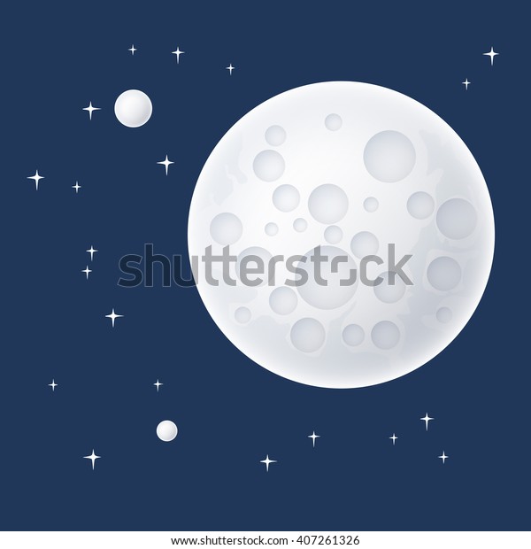 Planet in Space, the Moon\
with Stars, Space Planet with Craters in the Universe,  Vector\
Illustration