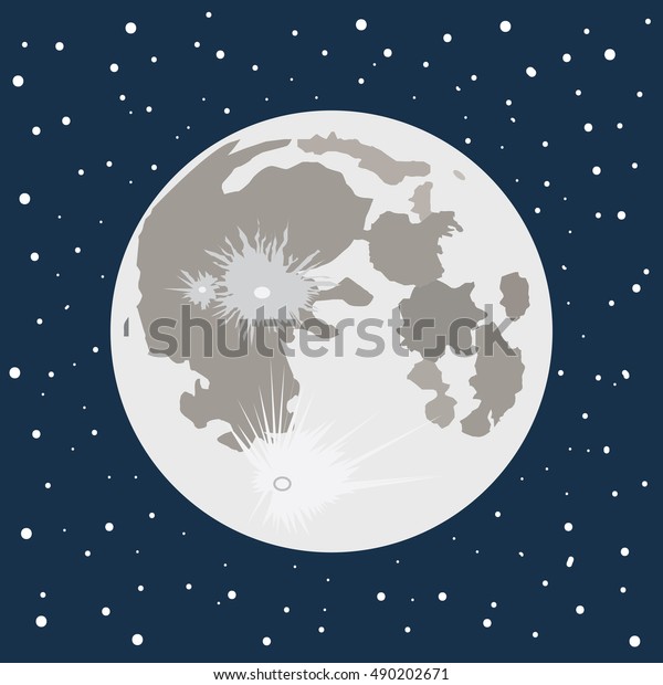 Planet in Space, the Moon with Stars, Space\
Planet with Craters in the Universe, Vector Illustration.dark blue\
tone drawing