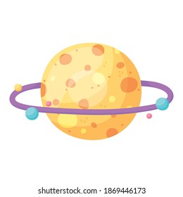 planet space orbit galaxy astronomy in cartoon style vector illustration