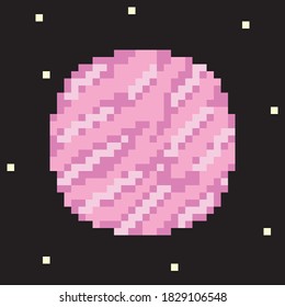 Planet in space. Planet pixel art.