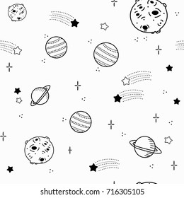 Cosmos Seamless Pattern Planets Stars Celestial Stock Vector (Royalty ...