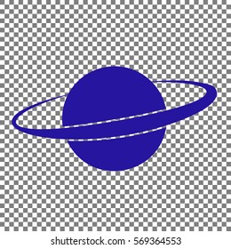 Planet in space sign. Blue icon on transparent background.