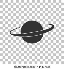 Planet in space sign. Dark gray icon on transparent background.