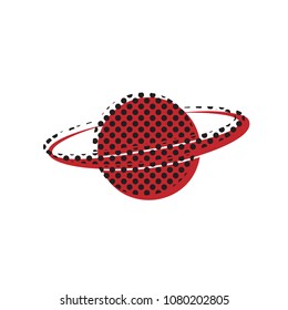 Planet in space sign. Vector. Brown icon with shifted black circle pattern as duplicate at white background. Isolated.