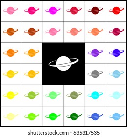 Planet in space sign. Vector. Felt-pen 33 colorful icons at white and black backgrounds. Colorfull.