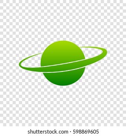 Planet in space sign. Vector. Green gradient icon on transparent background.