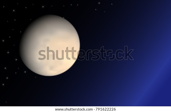 Planet in Space. Starry Cosmos. Beautiful Planet\
on Gradient Background.  Round Planet on the Starry Sky. Realistic\
Planet for Banner, Poster, Card, Web Design, Presentation,\
Wallpaper. Cosmos.\
Stars.