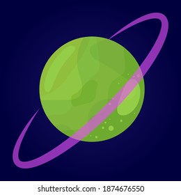 Planeta en el espacio. Ilustración de dibujos animados. Objeto aislado. Diseño plano.