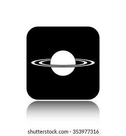 planet in space vector icon on black button with reflection