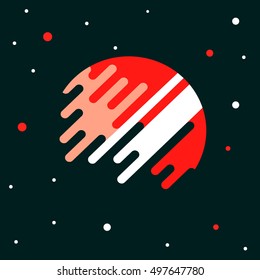 Planet in space vector illustration. Abstract planet icon in flat style.