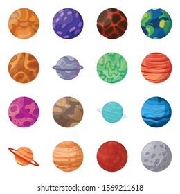 Planet in spase vector cartoon icon set.Vector isolated illustration sun system.Icon set of planet earth,maes and venus.