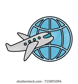 planet sphere with airplane