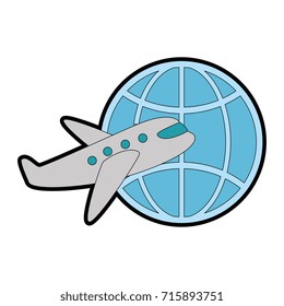 planet sphere with airplane