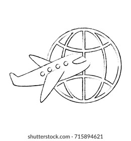 planet sphere with airplane