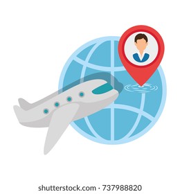 planet sphere with airplane