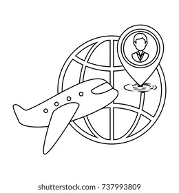 planet sphere with airplane