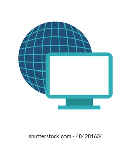 planet sphere with business icon vector illustration design