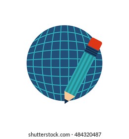 planet sphere with business icon vector illustration design