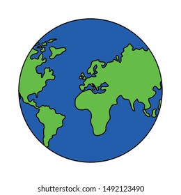 Planet sphere design, Continent earth world globe ocean and universe theme Vector illustration