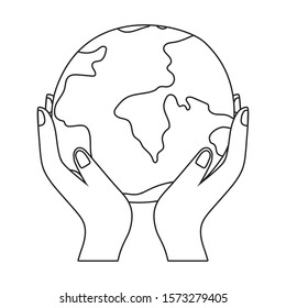 Continuous Line Drawing Hands Holding Earth Stock Vector (Royalty Free ...