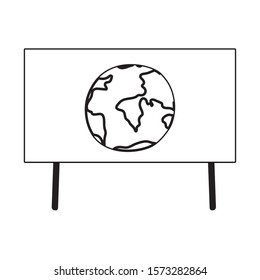 Planet sphere drawing in banner design, Continent earth world globe ocean and universe theme Vector illustration