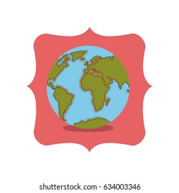 Planet sphere inside frame icon. Earth world and globe theme. Isolated design. Vector illustration