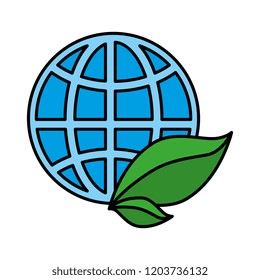 planet sphere with leafs plant