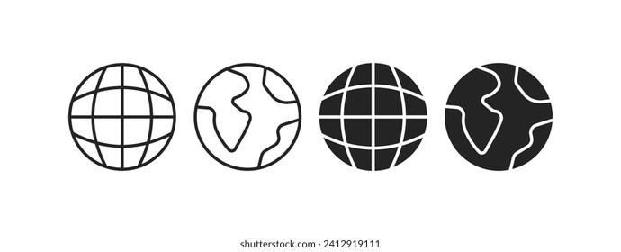 Planet spheres icons. Silhouette, set of spheres for design, planet icons. Vector icons