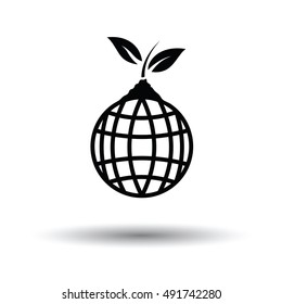 Planet sprout icon. White background with shadow design. Vector illustration.