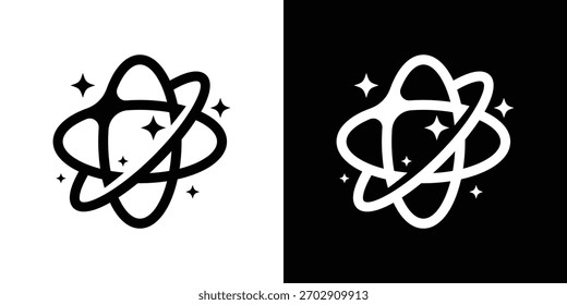 Planet Star Harmony Logo, Dual Meaning Symbol Combining a Planet Shape with a Star to Represent Cosmic Exploration and Creativity
