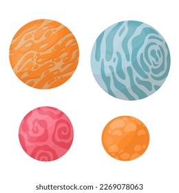 Planet. Star. Shooting star, Comet, Asteroid. Space object. Exploration of open space. Vector illustration in cartoon style.