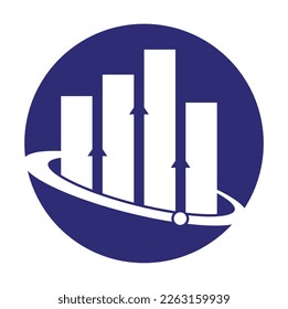 Plantilla de diseño del logotipo vectorial de Planet Stats. Concepto de diseño del logo financiero mundial. Logo de World stats.
