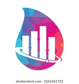 Planet Stats vector logo design template. World finance and drop shape logo design concept.