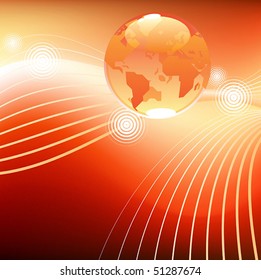 Planet in stream background. Vector illustration. Illustrator mesh tool used.