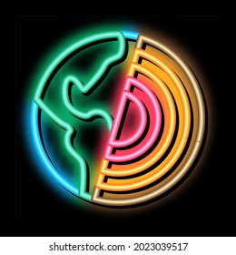 planet subsoil neon light sign vector. Glowing bright icon planet subsoil sign. transparent symbol illustration