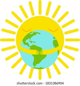 planet and the sun.  Planet linear icon of an isolated concept of the universe